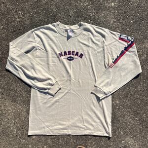 Men’s Tan Long Sleeve Nascar Racing T-shirt Size Large